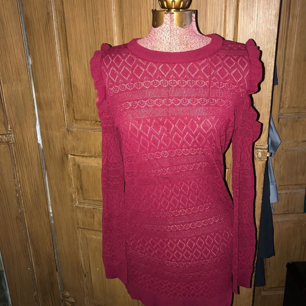 Laura Conrad Ruffle Pointelle Sweater   